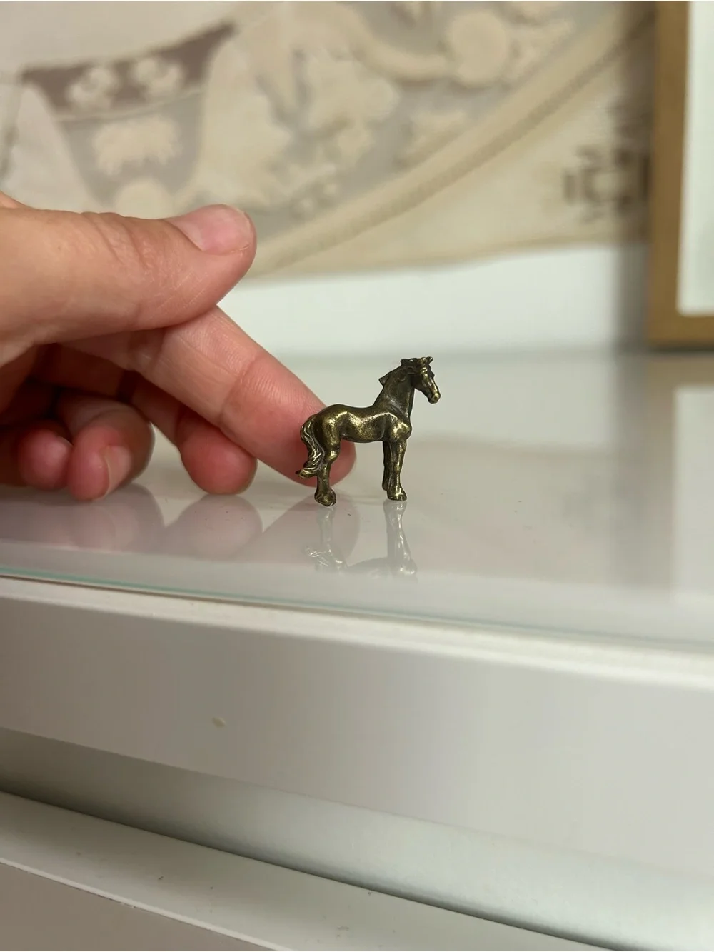 VTG miniature Brass Horse Figurine Set stocking stuffers gift stallions pony 1”